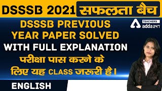 DSSSB PRT, TGT English Previous Year Paper Solved With Full Explanation