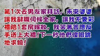 第1次去男友家拜訪，未來婆婆讓我辭職伺候全家，讓我不要彩禮陪1套房嫁妝，我笑著答應反手送上大禮！下壹秒他們傻眼跪地求饒！