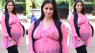 Heavily Pregnant Alia Bhatt Flaunting her Huge Baby Bump With Husband Ranbir Kapoor