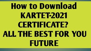 How to Download KARTET-2021 CERTIFICATE?