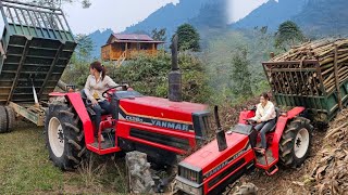 40 days girl drives tractor to load wood and deliver firewood to villagers