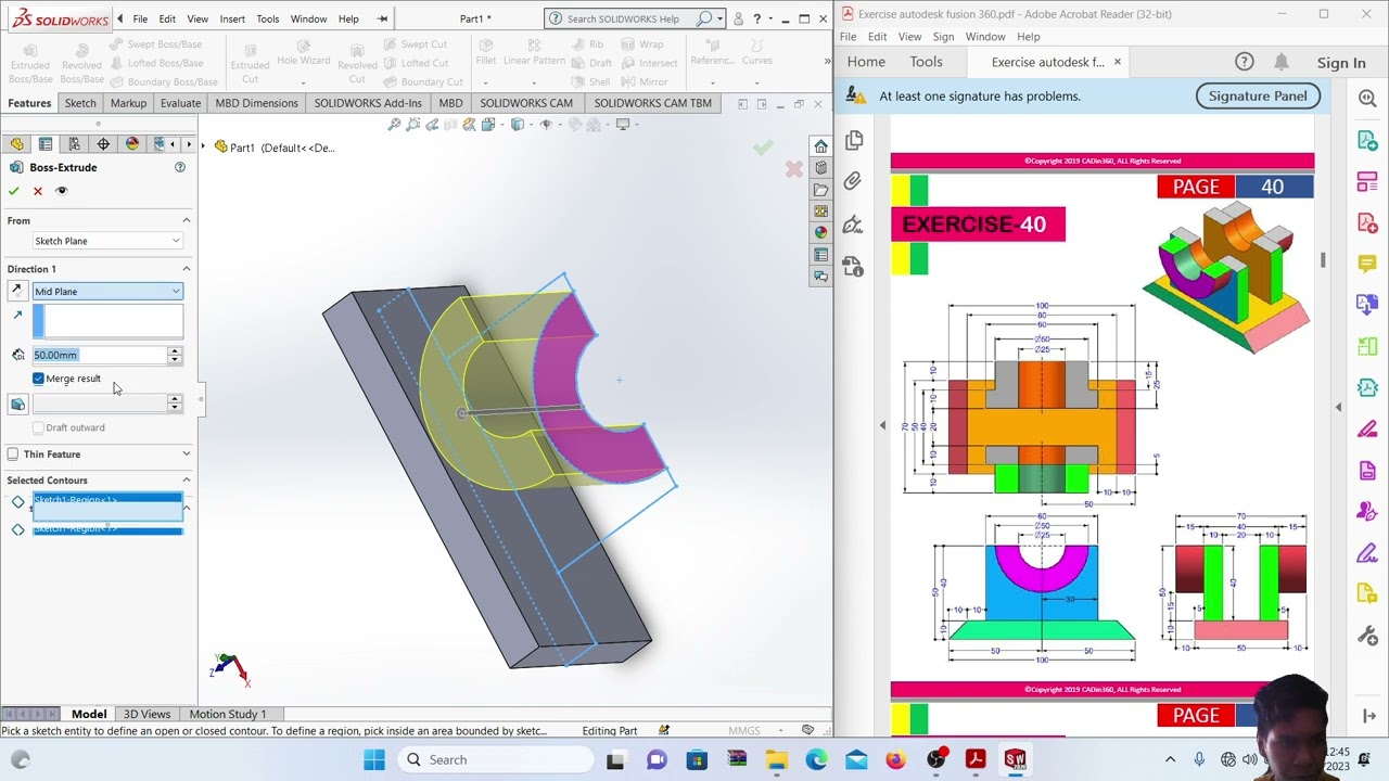 Exercise Solidwork 40 Youtube Exercise Solidwork 40 Youtube