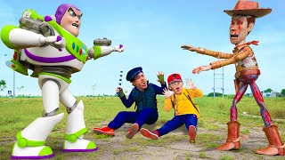 Toy Story IRL Vs Scary Teacher 3D : Baby Miss T ( TITus ) & Buzz Lightyear Vs Zo