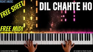 Dil Chahte Ho Piano Instrumental Tutorial | Cover | Notes | Karaoke