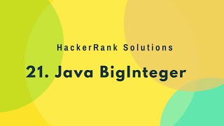21. BigNumber - Java BigInteger | (Hindi)
