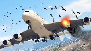 A380 Pilot Has To Make Emergency Landing After Collision With Birds | GTA 5