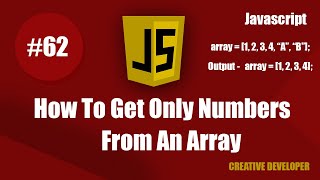 How To Get Only Number Values From An Array || Javascript || Javascript Tutorial || Javascript Array