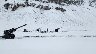 Indian Army Gunners opearte 105mm LFG in the Himalayas