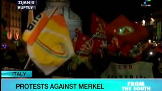 Italy: Demonstrations protest Merkel visit