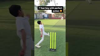 7 year old boy amazing perfect action🔥 #shorts #cricket #viral #trending #ytshorts #youtube #bowling