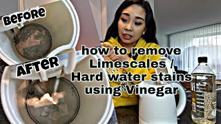 How to clean electric kettle hard water stain using vinegar |TAGALOG  Megishi Pinay Vlogs