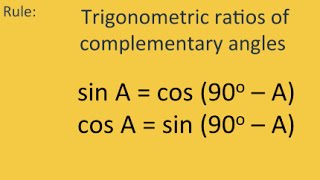 Trigonometric ratios of complementary angles