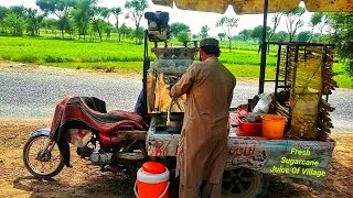 Mobile Machine for making sugarcane juice In The Village