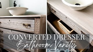 Converting a Dresser to a Bathroom Vanity | Install a Vessel Sink on Wood Top
