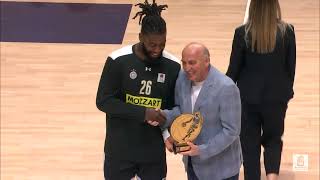 Mathias Lessort gets the award for Best Defensive Player (Partizan Mozzart Bet - SC Derby, 15.5.23)