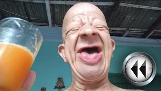 bald guy drinking orange juice meme original [reverse]