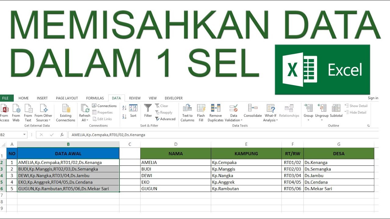 Memisahkan Kata Di Excel – Ujian