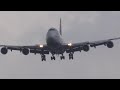 Strong Crosswind landing Lufthansa 747-400 Impressive Wing-flex seen easily thanks to Davinchi