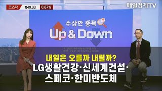 [수상한 종목 UP\u0026DOWN] 내일은 오를까 내릴까? LG생활건강·신세계건설·스페코·한미반도체 이권희 , 위즈웨이브 대표