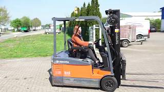 E4919 = 1.600kg used Toyota 7FBEF16 3 wheel electric forklift from 2009