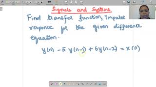 FIND TRANSFER FUNCTION, IMPULSE RESPONSE FOR THE GIVEN DIFFERENCE EQUATION