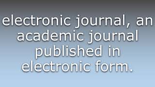 What does E-journal mean?