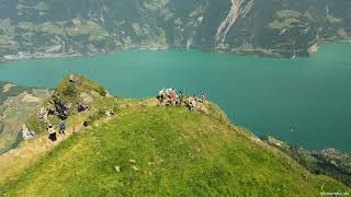 Real Switzerland: Drone view from the top of the mountain Niederbauen-Chulm