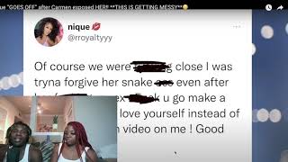 Nique “GOES OFF” after Carmen exposed HER‼️ *REACTION*