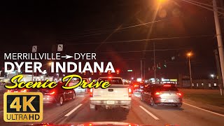 Scenic Night Drive from Merrillville to Dyer, Indiana | Peaceful Roads in 4K