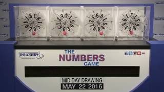 Midday Numbers Game Drawing: Sunday, May 22, 2016