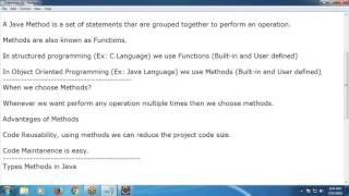 Java Tutorial 9: User Defined Methods in Java
