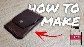 DIY. How to make a leather flap cardholder ??? Free PDF pattern. Leather craft.