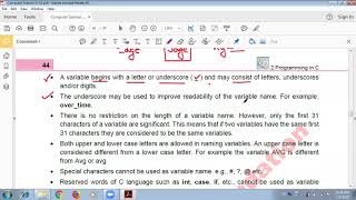 Ch#2, Programming in C, Rules of making variable name