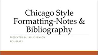 Chicago Style Format Notes and Bibliography