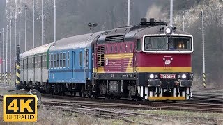 Vlak / 754 049-5 na R 1148 a R 1149 na Mladoboleslavsku (13.1.2018) (4K)