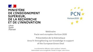 Webinaire H2020 Green Deal Area 9  Strengthening our knowledge in support of the European Green Deal