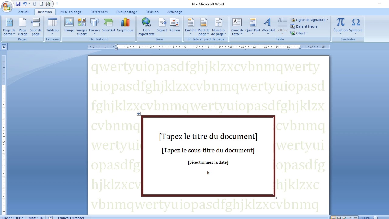 La Barre D’outils « Insertion » MICROSOFT WORD - YouTube