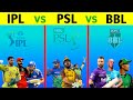 IPL VS PSL VS BBL Comparison | Pakistan Super League VS Indian Premier League VS BIG BASH LEAGUE