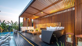 STUNNING OUTDOOR TERRACE PERGOLA DECOR IDEAS | MODERN OPEN PATIO PERGOLA DESIGN TERRACE INSPIRATION