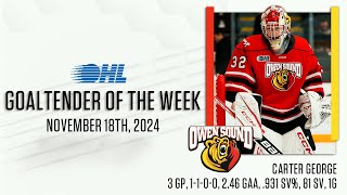 Attack's Carter George named OHL Goaltender of the Week