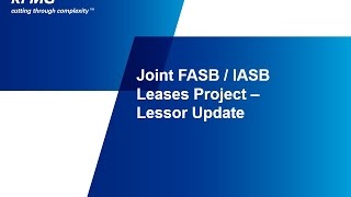 Joint FASB / IASB Leases Project - Lessor Update