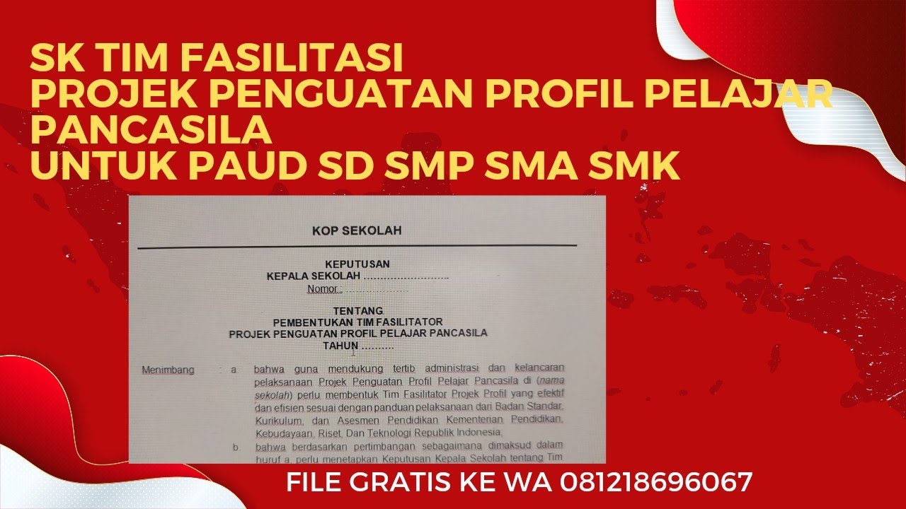 SK TIM FASILITASI PROJEK PENGUATAN PROFIL PELAJAR PANCASILA UNTUK PAUD ...