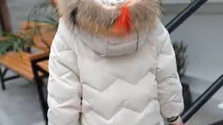 Зимний комбинезон для девочек с меховым воротником и капюшоном, детская хлопковая парка, пальто