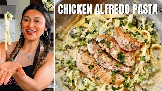 How To Make KETO & LOW CARB Creamy Chicken Alfredo pasta in minutes!