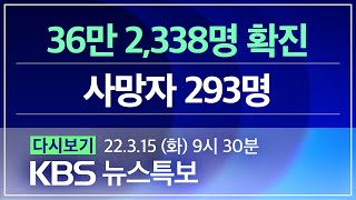 [풀영상] 코로나19 통합뉴스룸 : “23일 전후 확진자 감소세 전환” - 2022년 3월 15일(화) 09:30~ / KBS