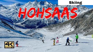 HOHSAAS Skiing in Switzerland | Long ski run 15 kilometers | Hohsaas to Saas Grund Village