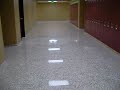 the vitrified terrazzo floor.