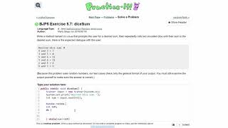 Java Practice It | Exercise 5.7: diceSum | method basics, random, do while loops, scanner