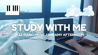 Study With Me Pomodoro 55/5 On Dreamy Afternoon ⛅️ | 🎵 Relaxing Jazz Piano Music \u0026 Keyboard Sounds