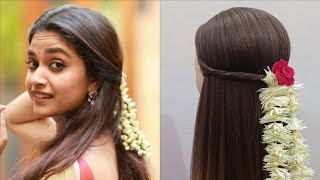 Gajra hairstyle for open hair | Gajra hairstyle for long hair | Gajra hairstyle for saree